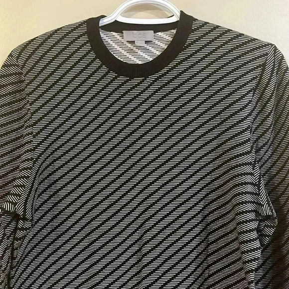[S]COS Blue/White  Diagonal Stripes Pull Over Cotton Sweater - Picture 2 of 5